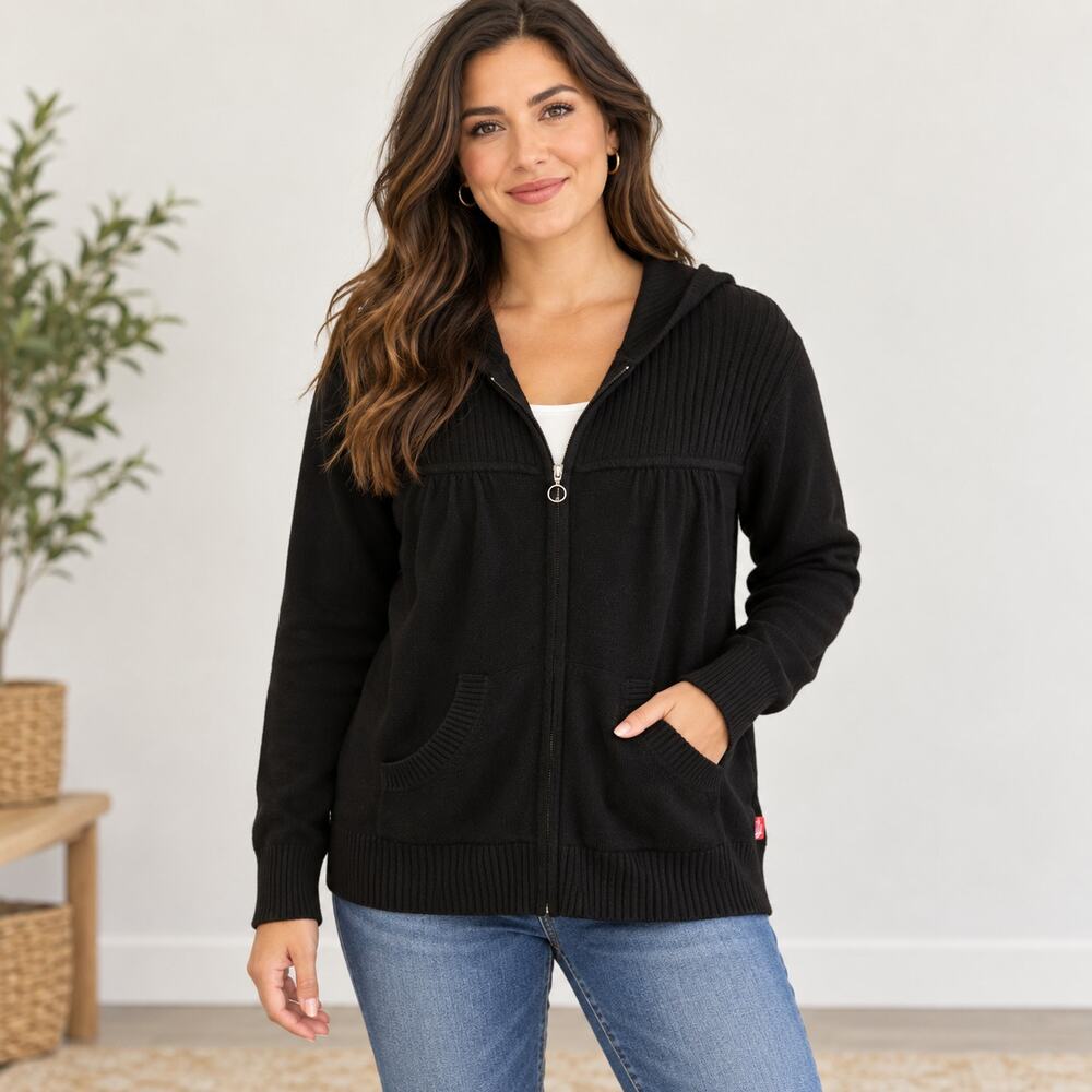 The North Face black wool blend zip cardigan Medium